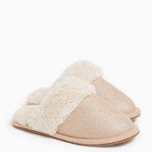 New JCrew girls fur slippers